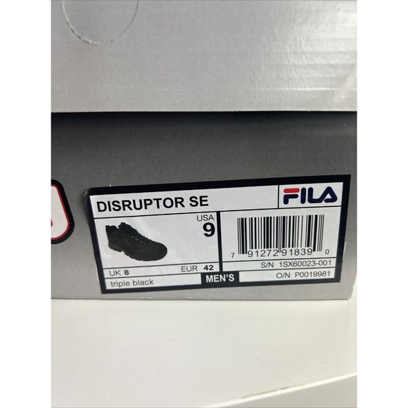 FILA DISRUPTOR SE 1SX60023-001 TRIPLE BLACK ATHLETIC MEN SHOES SNEAKER - Picture 9 of 9